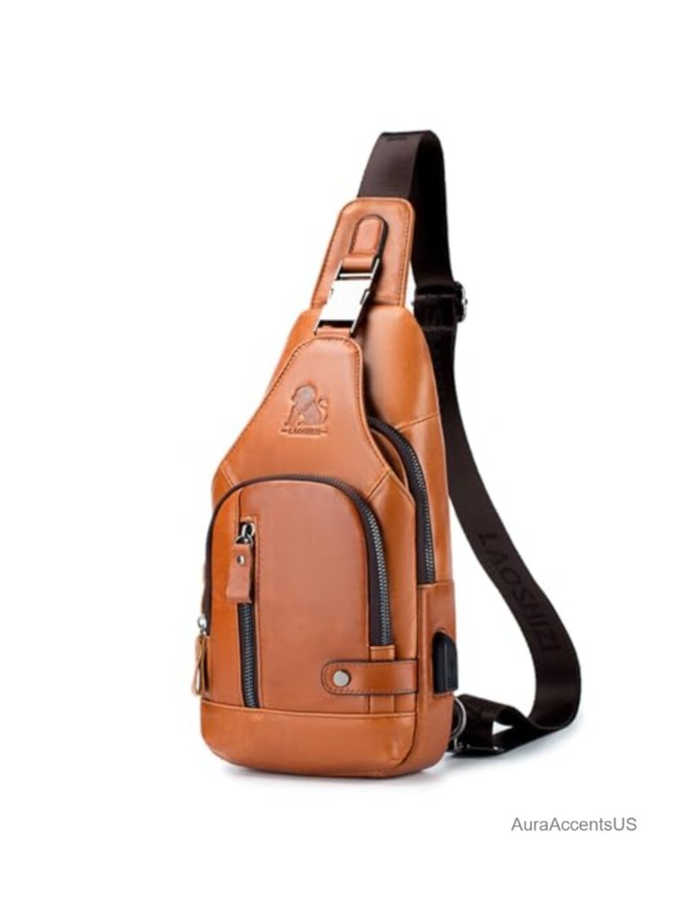 Leather Sling Bag Crossbody Shoulder Pack Adjustable Strap Men